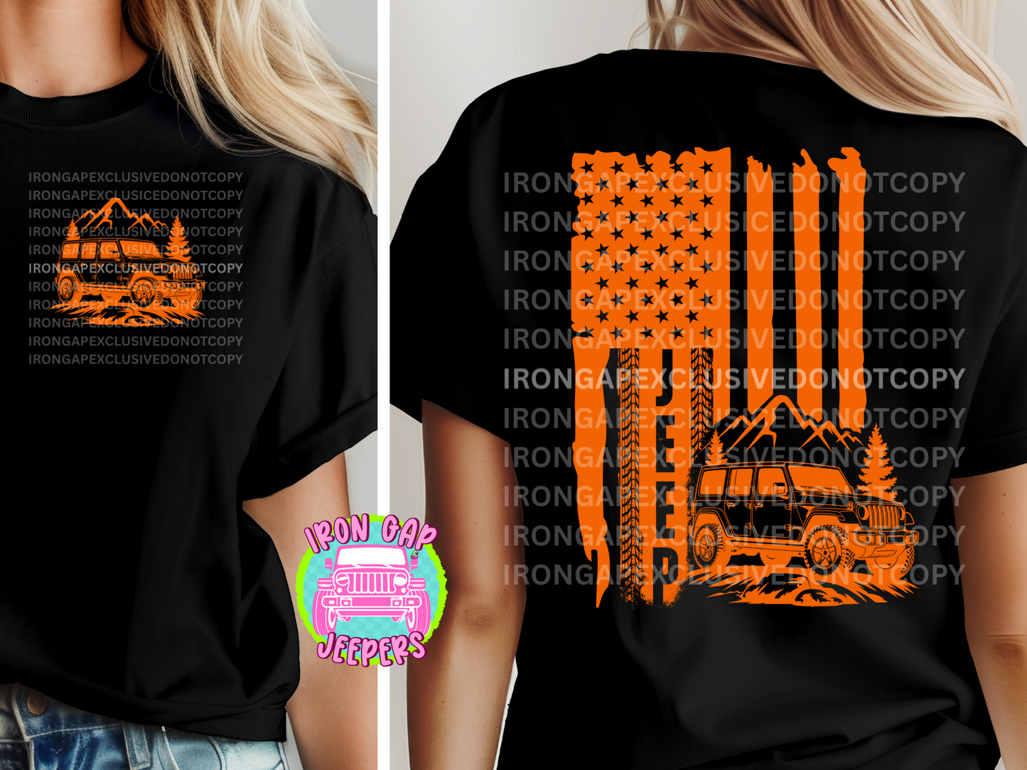 American Flag Tee Front & Back Design (EXCLUSIVE IRON GAP DESIGN with MULTIPLE COLOR OPTIONS)