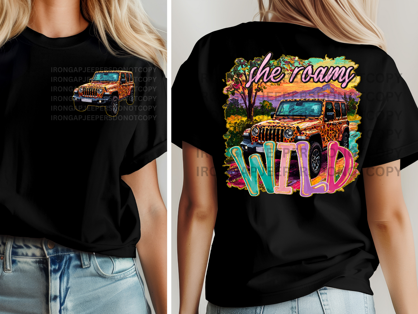 She Roams Leopard J Tee (Front & Back Design) 5 Color Options
