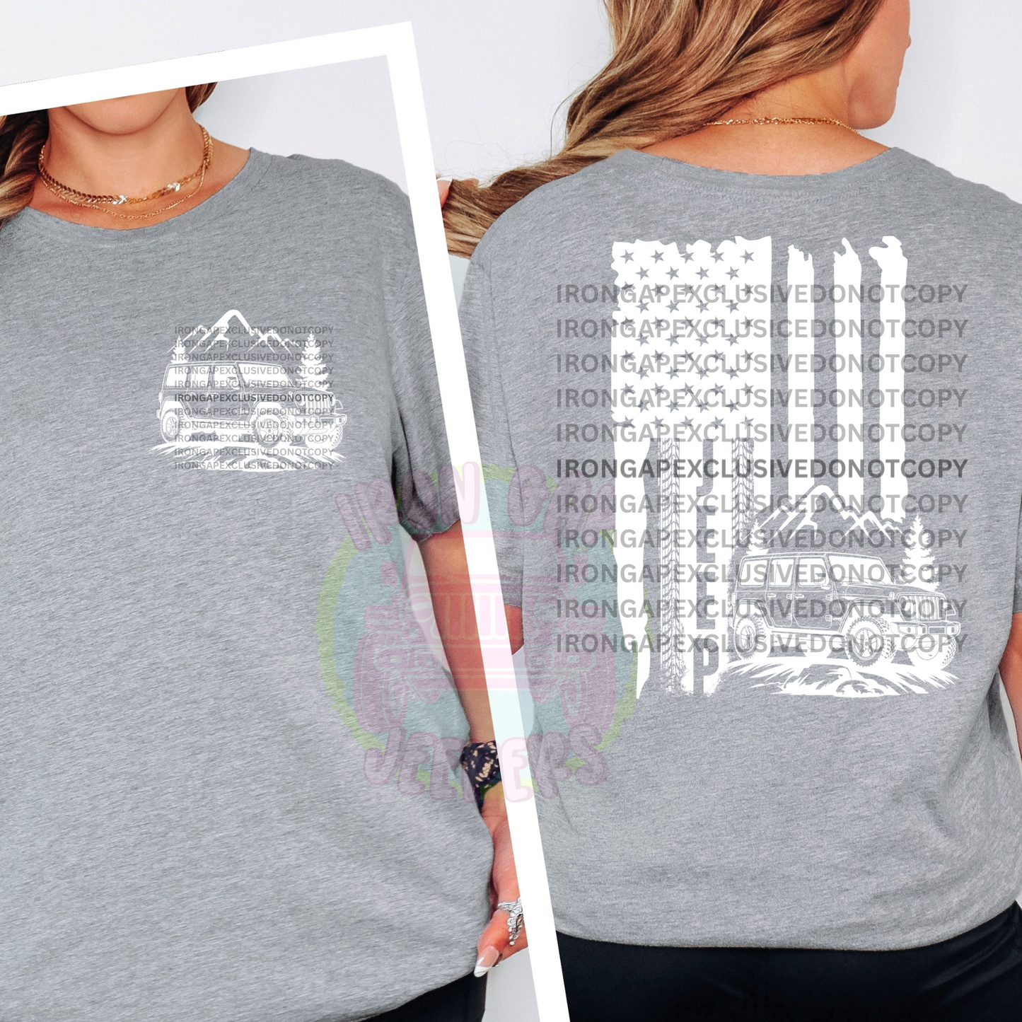 American Flag Tee Front & Back Design (EXCLUSIVE IRON GAP DESIGN with MULTIPLE COLOR OPTIONS)