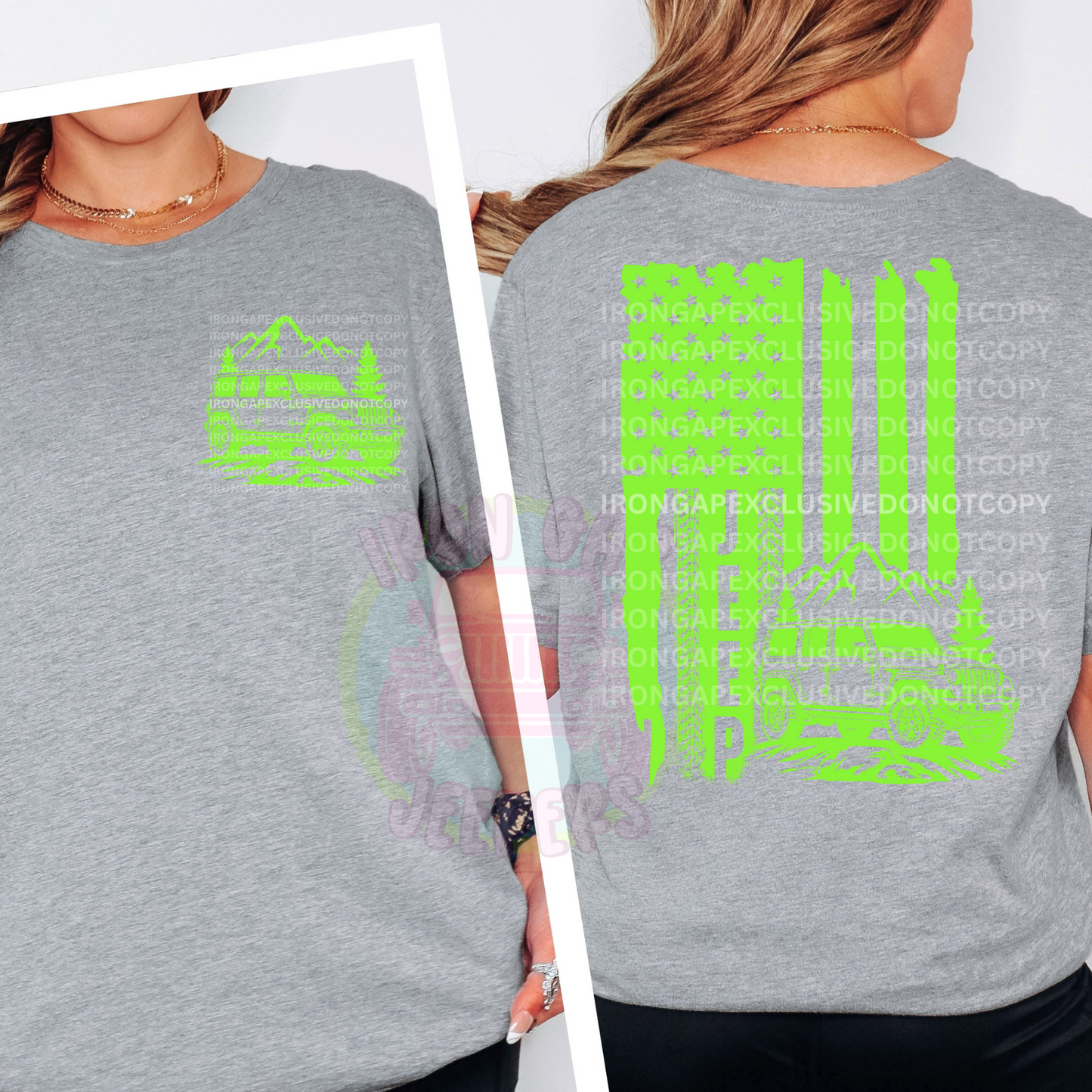 American Flag Tee Front & Back Design (EXCLUSIVE IRON GAP DESIGN with MULTIPLE COLOR OPTIONS)