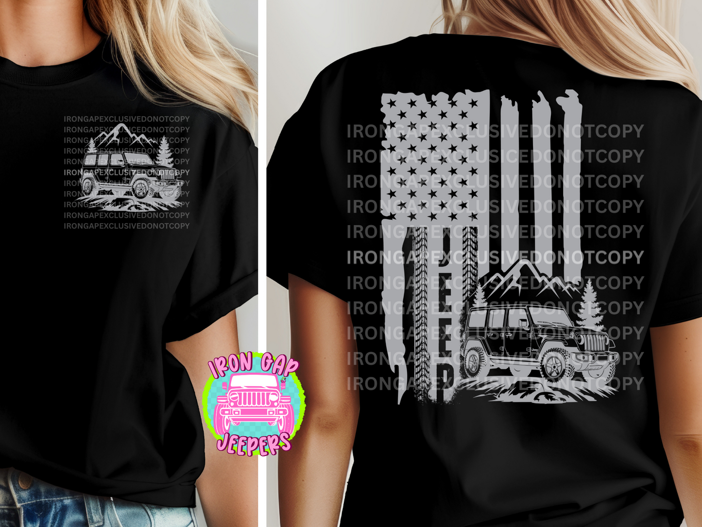 American Flag Tee Front & Back Design (EXCLUSIVE IRON GAP DESIGN with MULTIPLE COLOR OPTIONS)