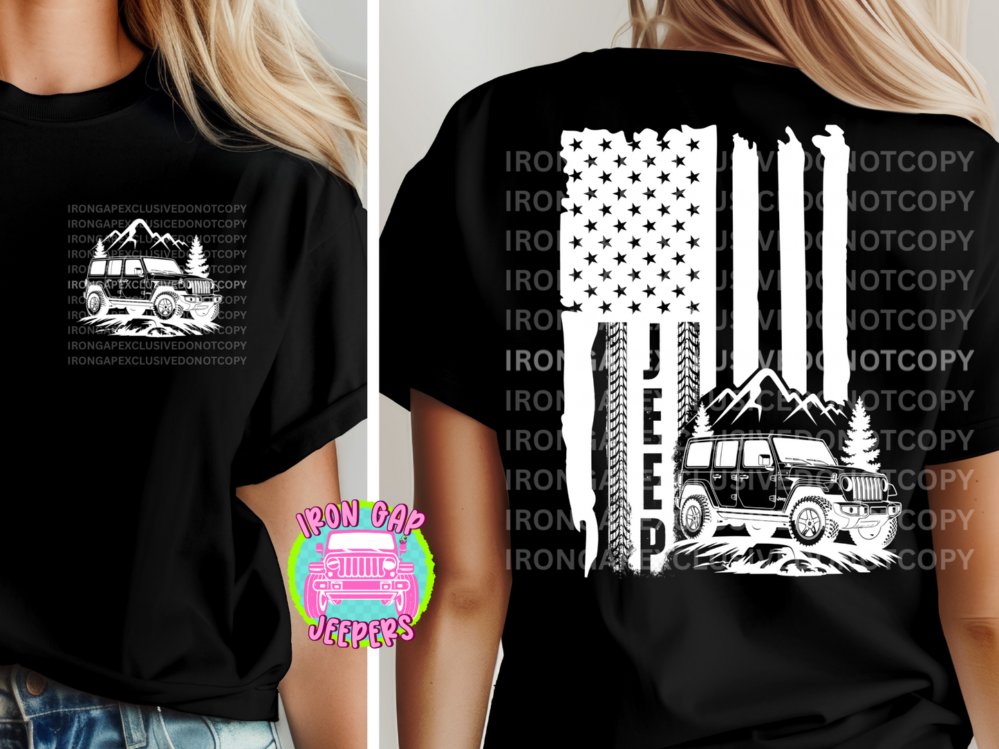American Flag Tee Front & Back Design (EXCLUSIVE IRON GAP DESIGN with MULTIPLE COLOR OPTIONS)