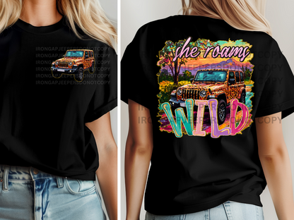She Roams Leopard J Tee (Front & Back Design) 5 Color Options