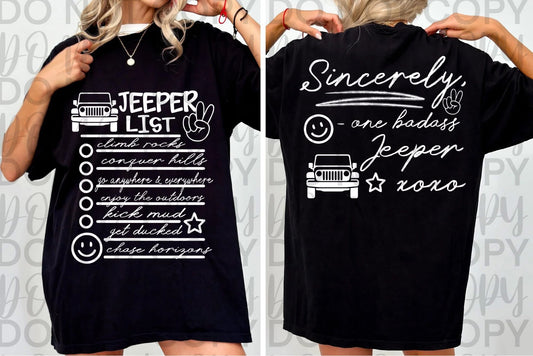 J**per List Tee (Hardcore & Badass Version-3 design color options)
