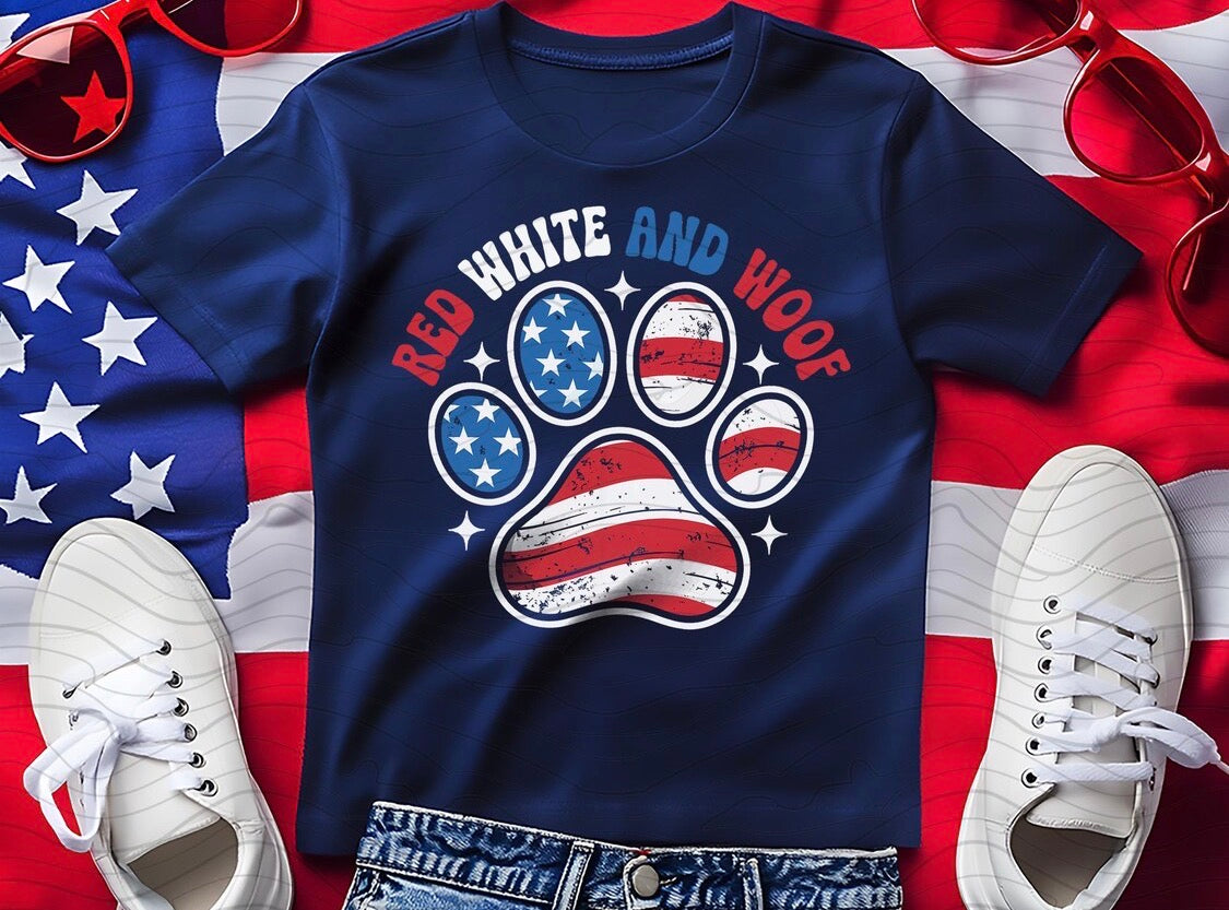 Red, White and Woof Tee