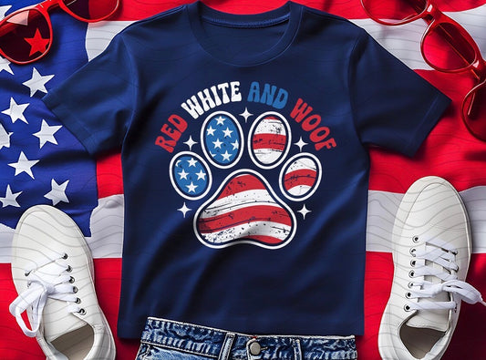 Red, White and Woof Tee
